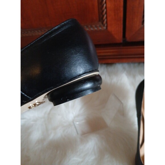 Beautiisoles Leather Chain Pointed Flats Women's 6.5 Made in Italy Navy/White - Picture 5 of 10